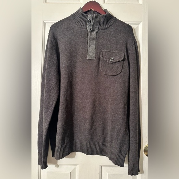 CAMBRIDGE DRY GOODS Men’s Charcoal Gray 100% Cotton & Wool Buttons Turtleneck L - Picture 1 of 12